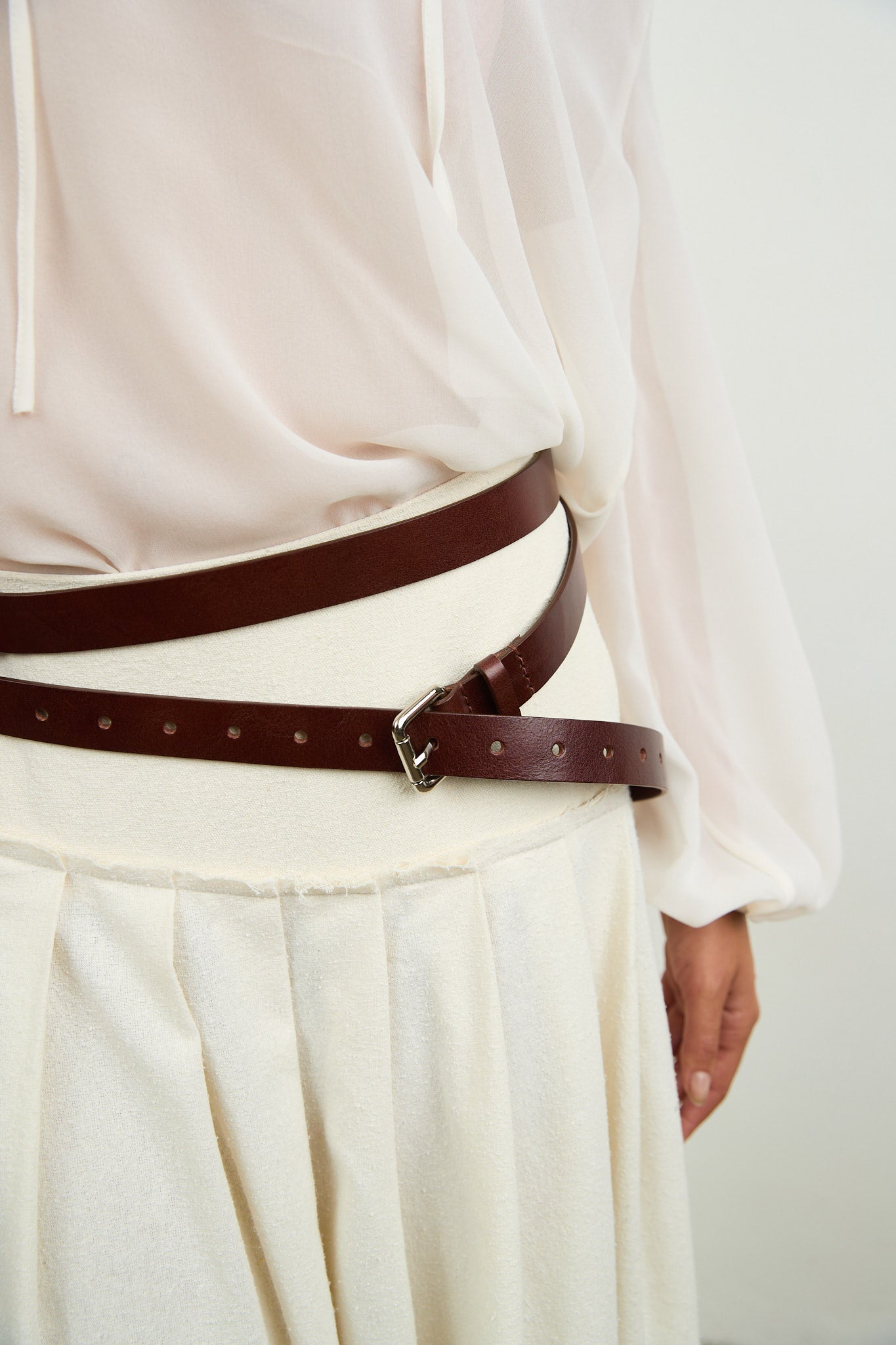 Danae silk pleated skirt, natural