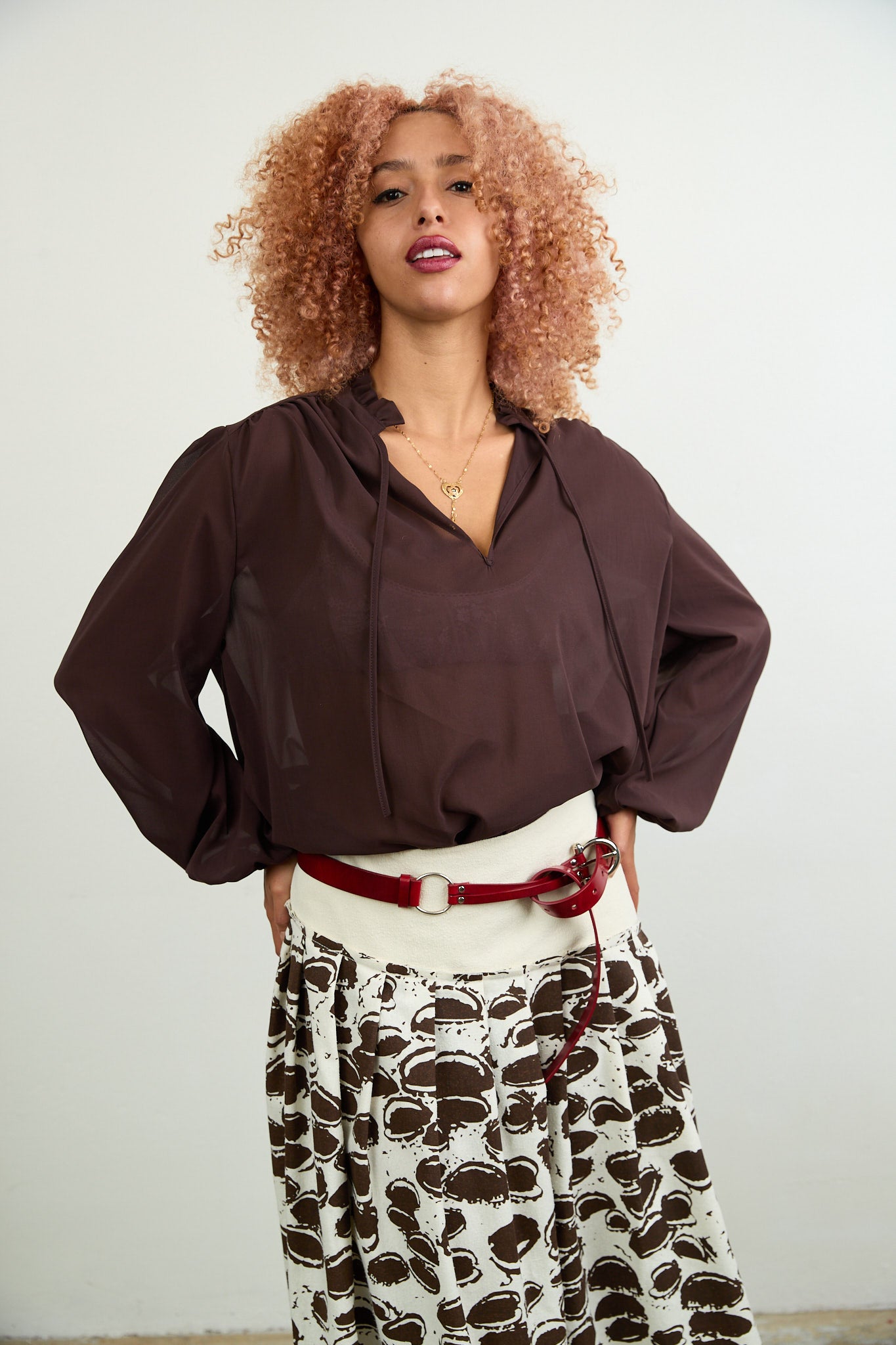 Aurora silk shirt Chocolate