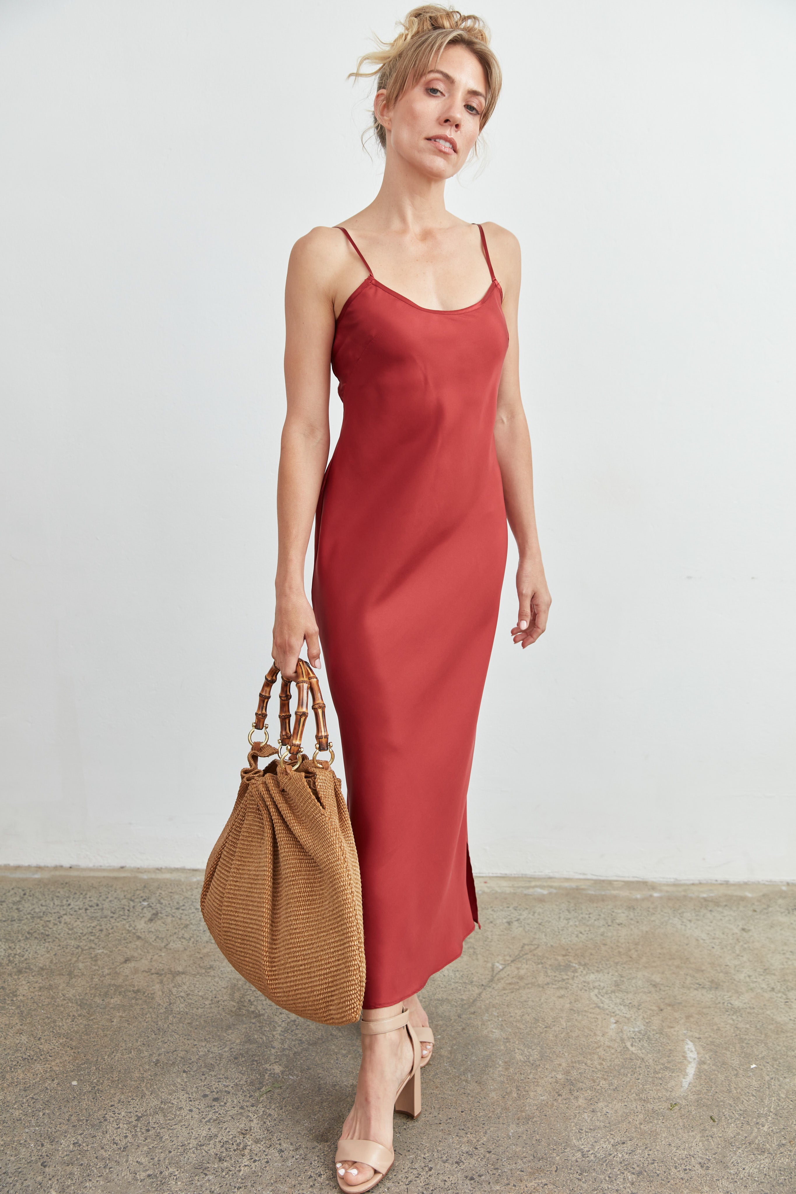 Silk slip hotsell dress midi