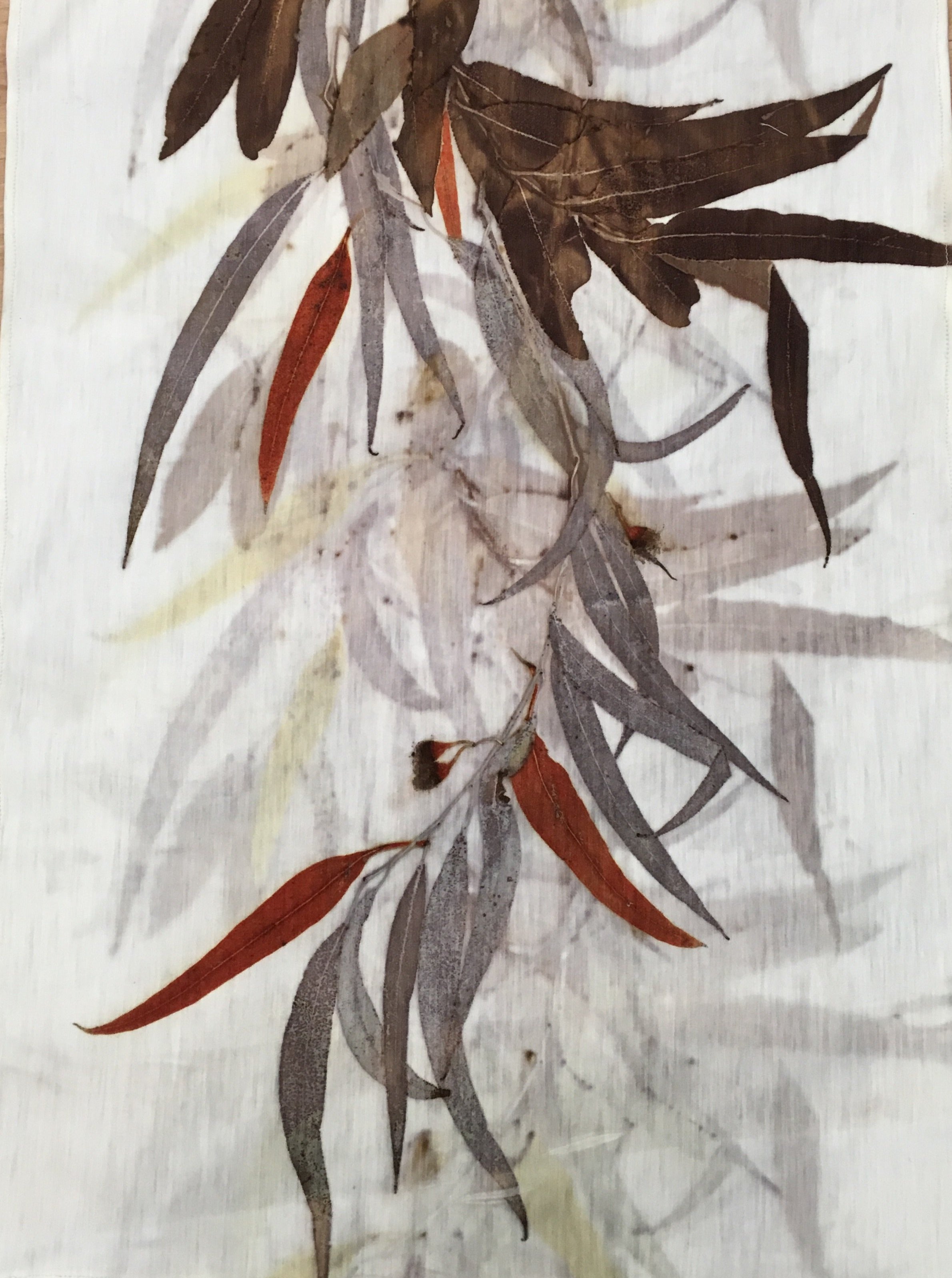 detail of eucalyptus leaves on merino jersey