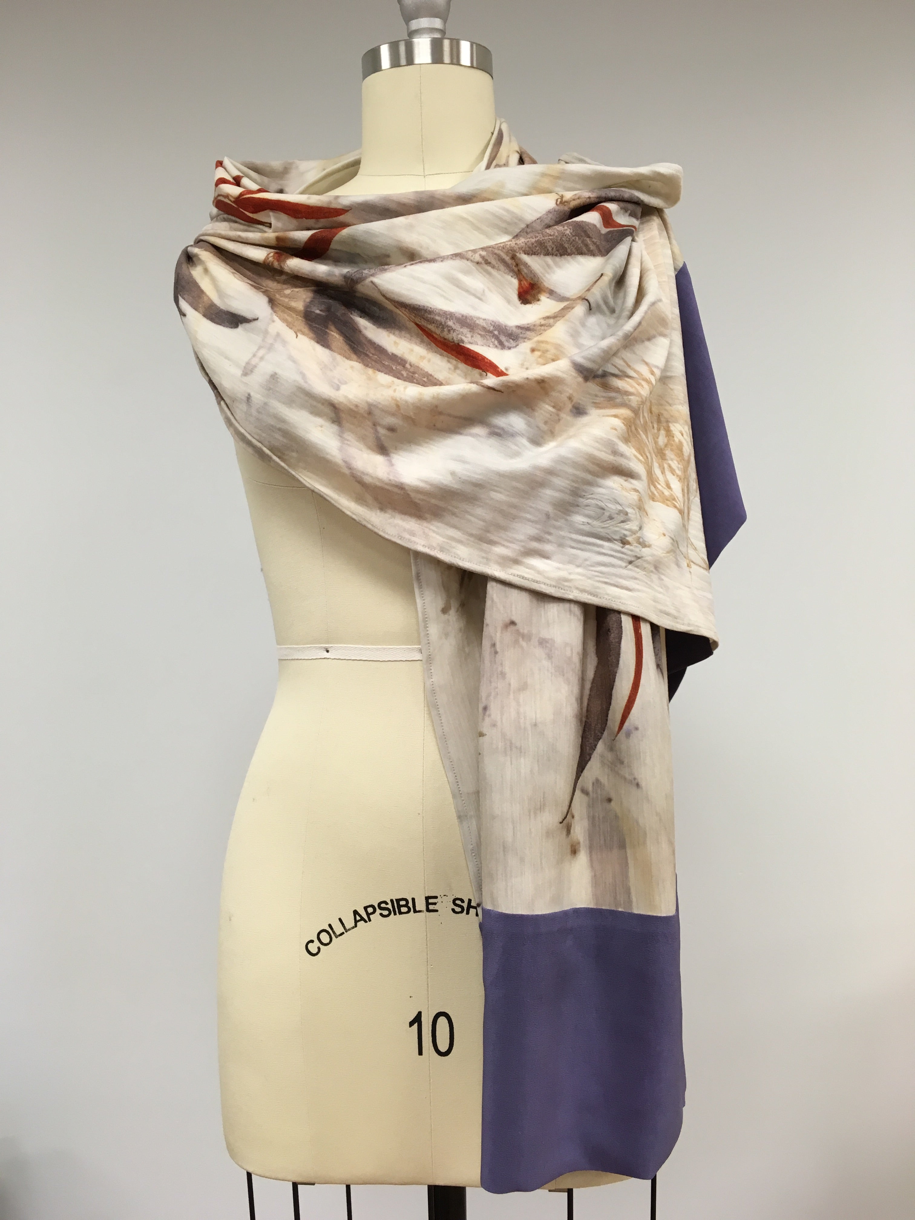 Merino jersey wool wrap with border