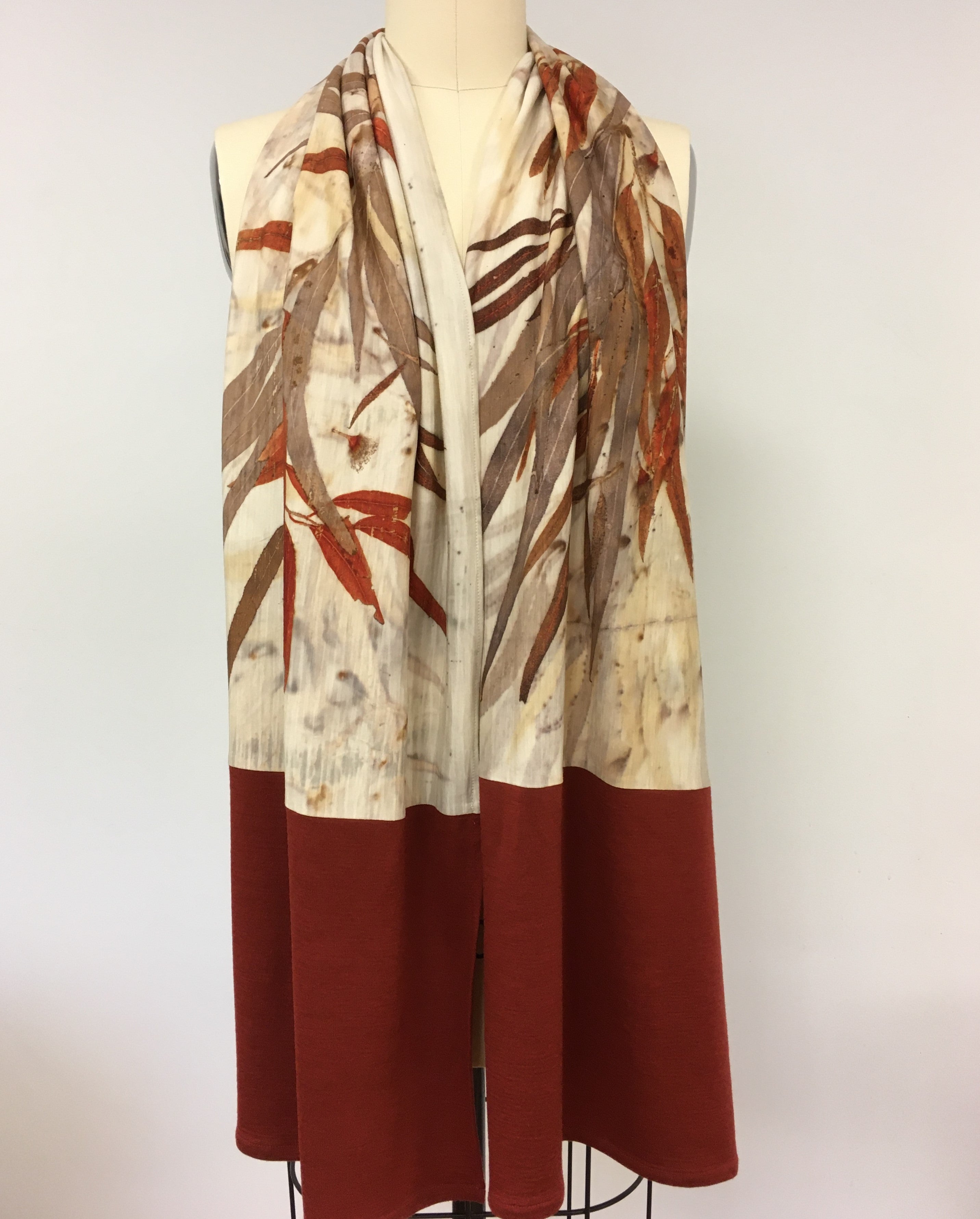 Merino jersey wool wrap with border