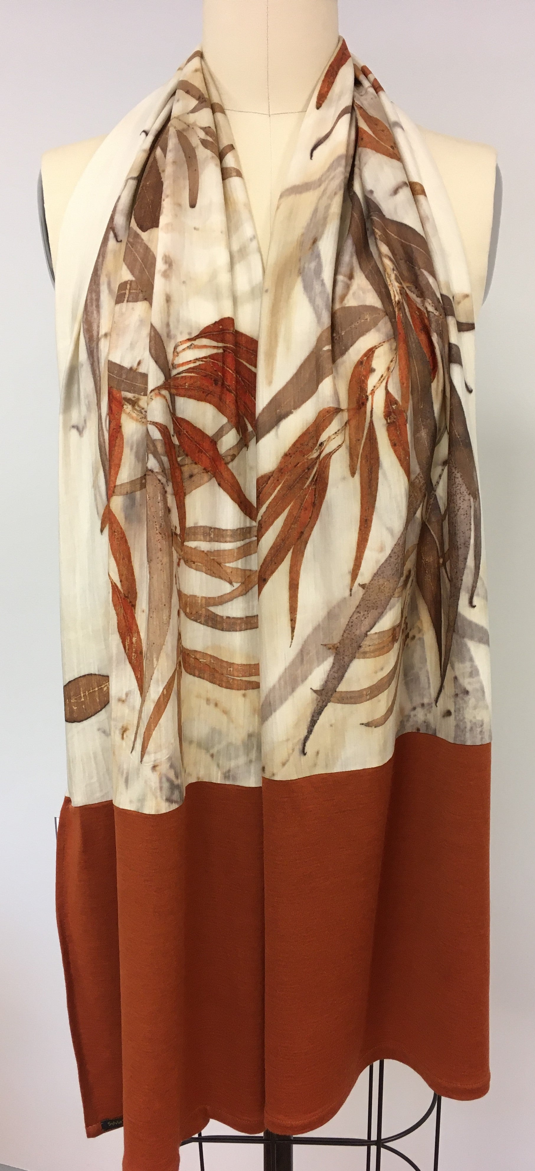 Merino jersey wool wrap with border