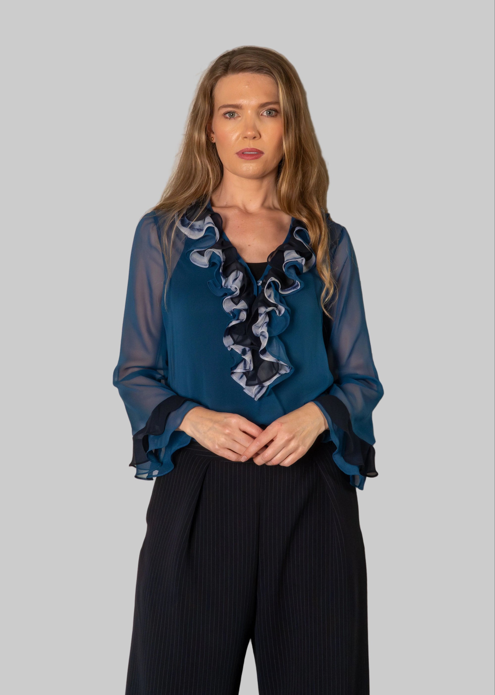 silk blouse with frill