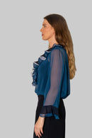 Storm blue Ariadne silk blouse