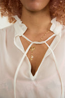 Silk blouse neckline detail