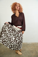 Danae silk pleated skirt, printed