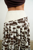 Danae silk pleated skirt, printed
