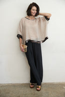 Lucy linen top with sequin trim