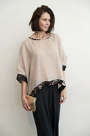 Lucy linen top with sequin trim