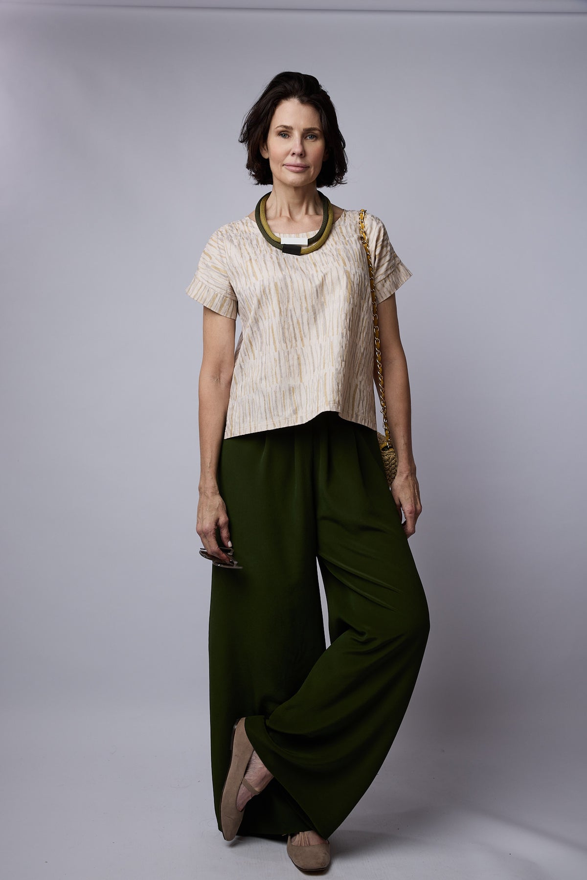 Erin pants and Odile top front view