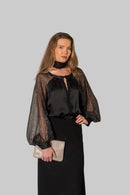 Lucinda blouse with draped scarf