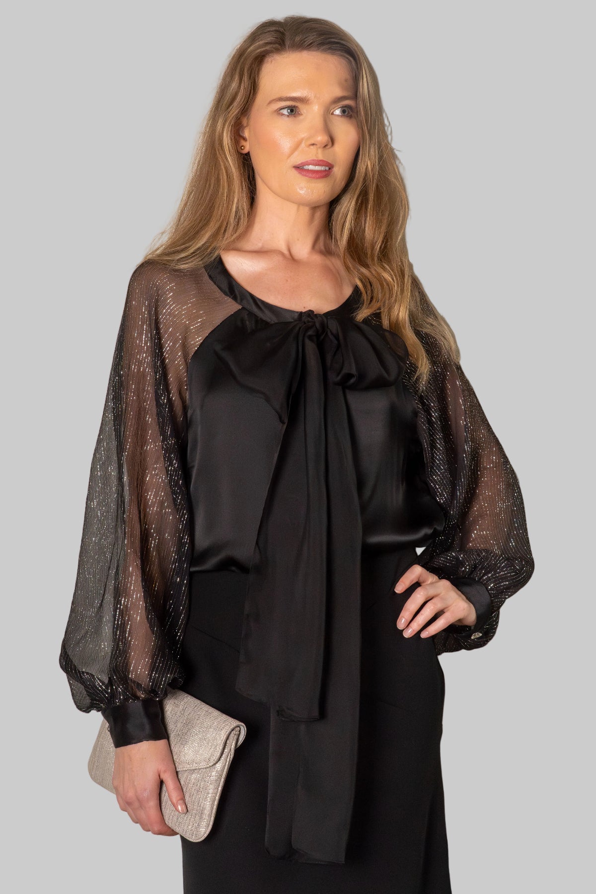Lucinda blouse with silk bow 