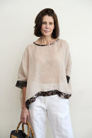 Lucy linen top with organza sleevelet