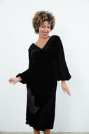 Black devore dress by Sylvia Riley